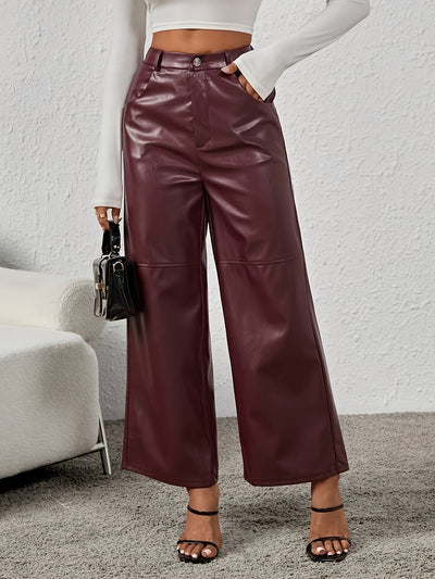 Lotte | Stylish wide imitation leather trousers with slanted pockets
