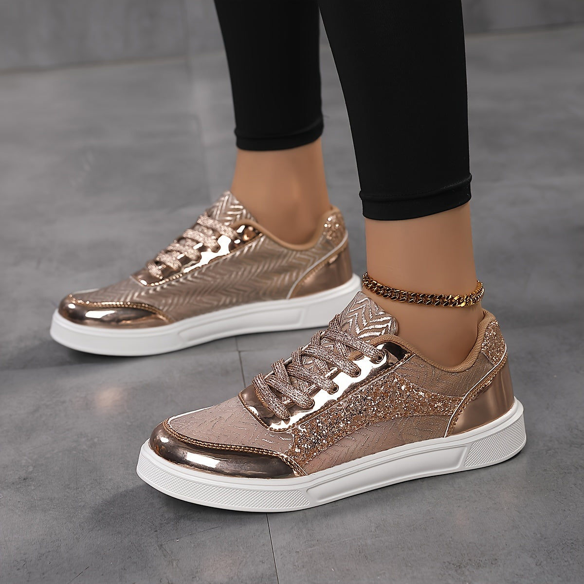 Fenna | Glitter sneakers met veters en comfortabele zool