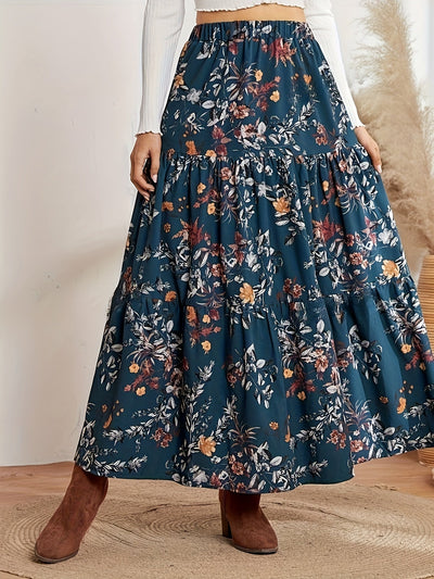 Luna | Elegant maxi skirt with floral print