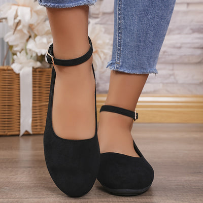 Elin | Classic solid-color ballet flats with ankle strap