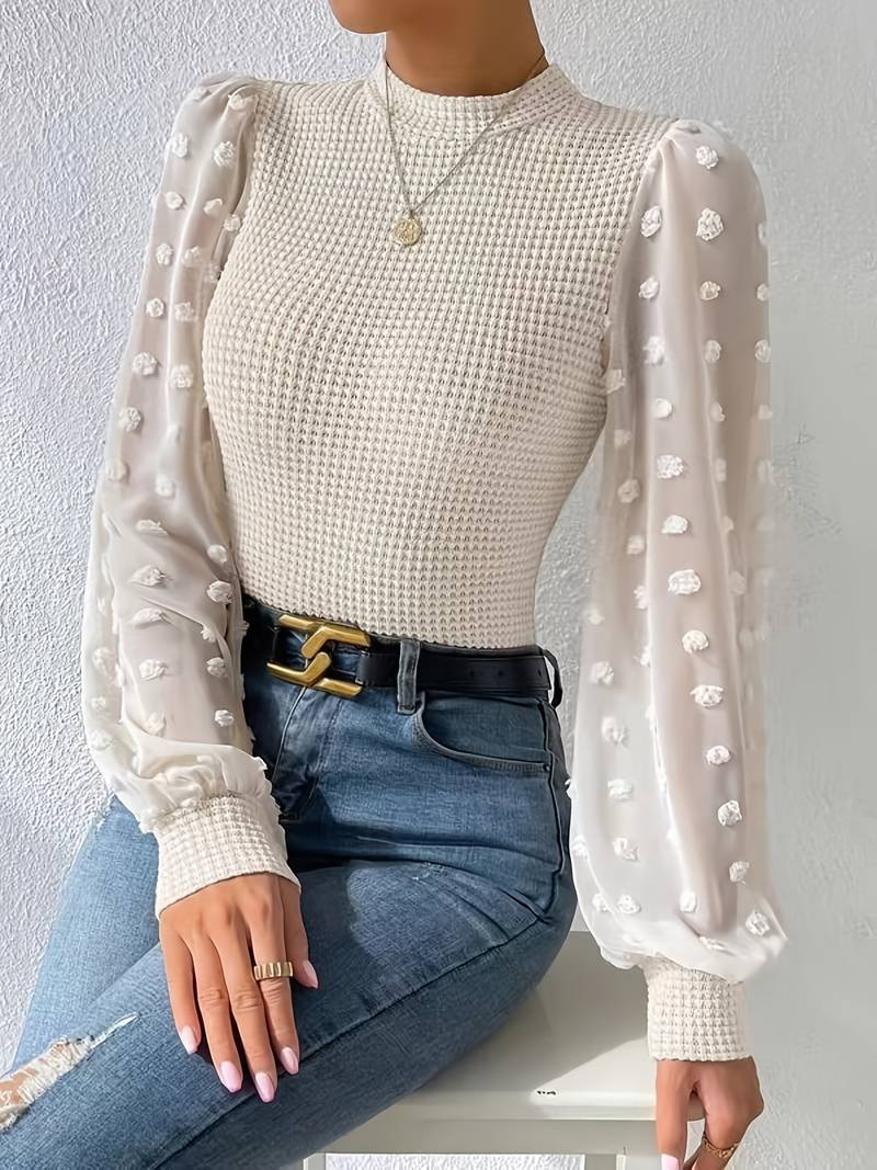 Fleur | Sweater with mesh puff sleeves
