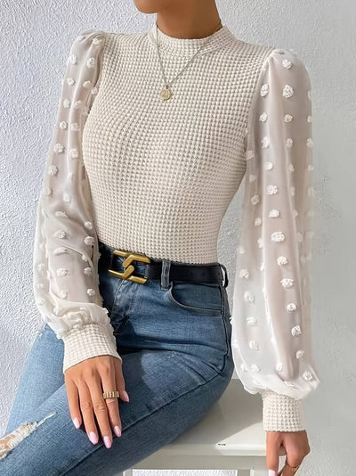Fleur | Sweater with mesh puff sleeves