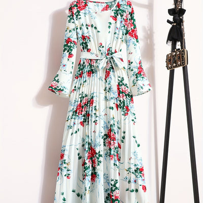 Noor | Maxi-jurk met bloemenprint en lange mouwen
