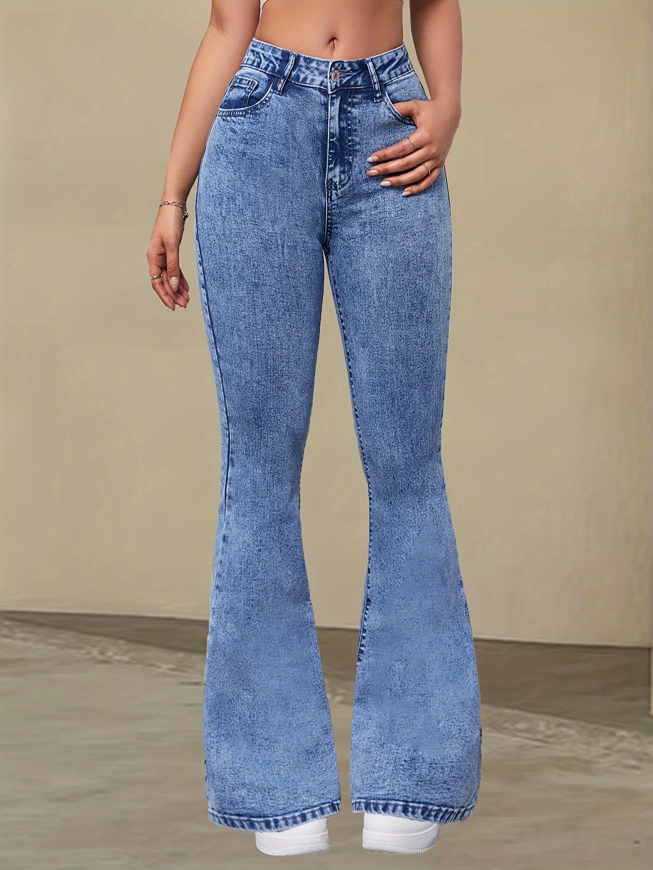 Nina | Elegante hoge taille stretch denim flare jeans