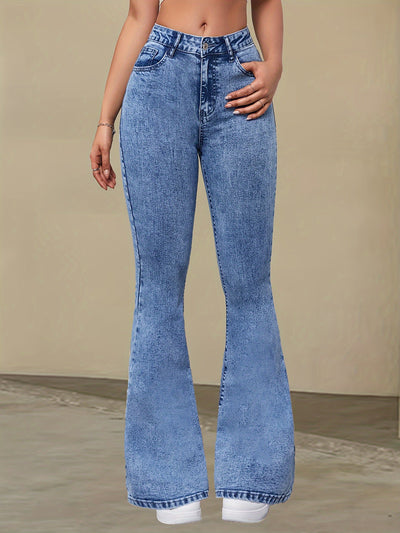 Nina | Elegante hoge taille stretch denim flare jeans