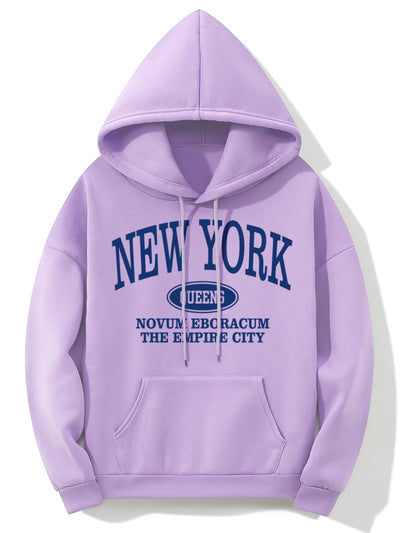 Nina | Hoodie met New Yorkse letterprint en kangoeroezak