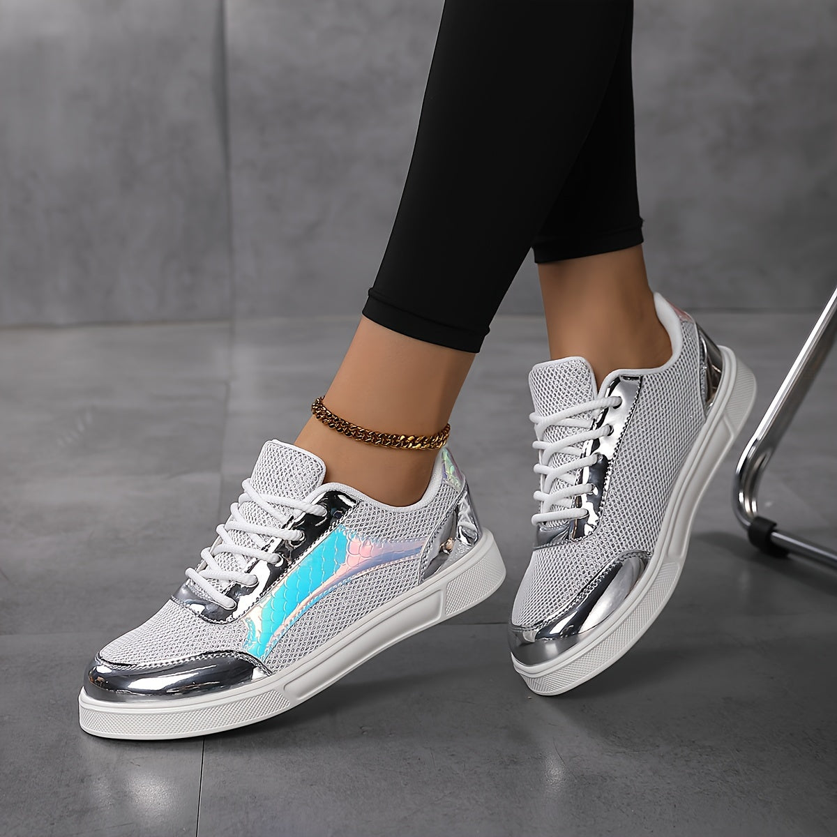 Fenna | Glitter sneakers met veters en comfortabele zool