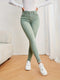 Lotte | Olive green high-waisted slim-fit jeans with stretch denim