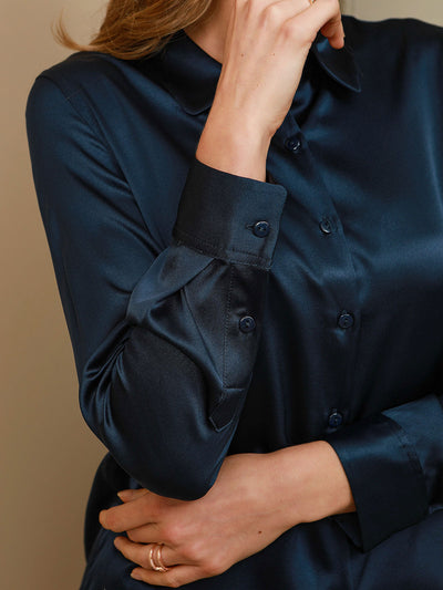 Clemence - Moderne Militaire Chic Dames Overhemd met Revers