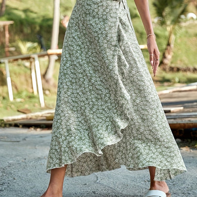 Luna | Wrap skirt with floral print and ruffles