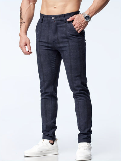 Thijs | Geruite casual slim-fit broek