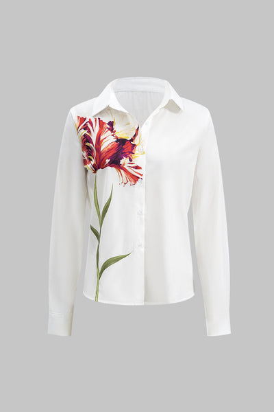 Fiona - Bloemenprint Lange Mouwen Dames Shirt