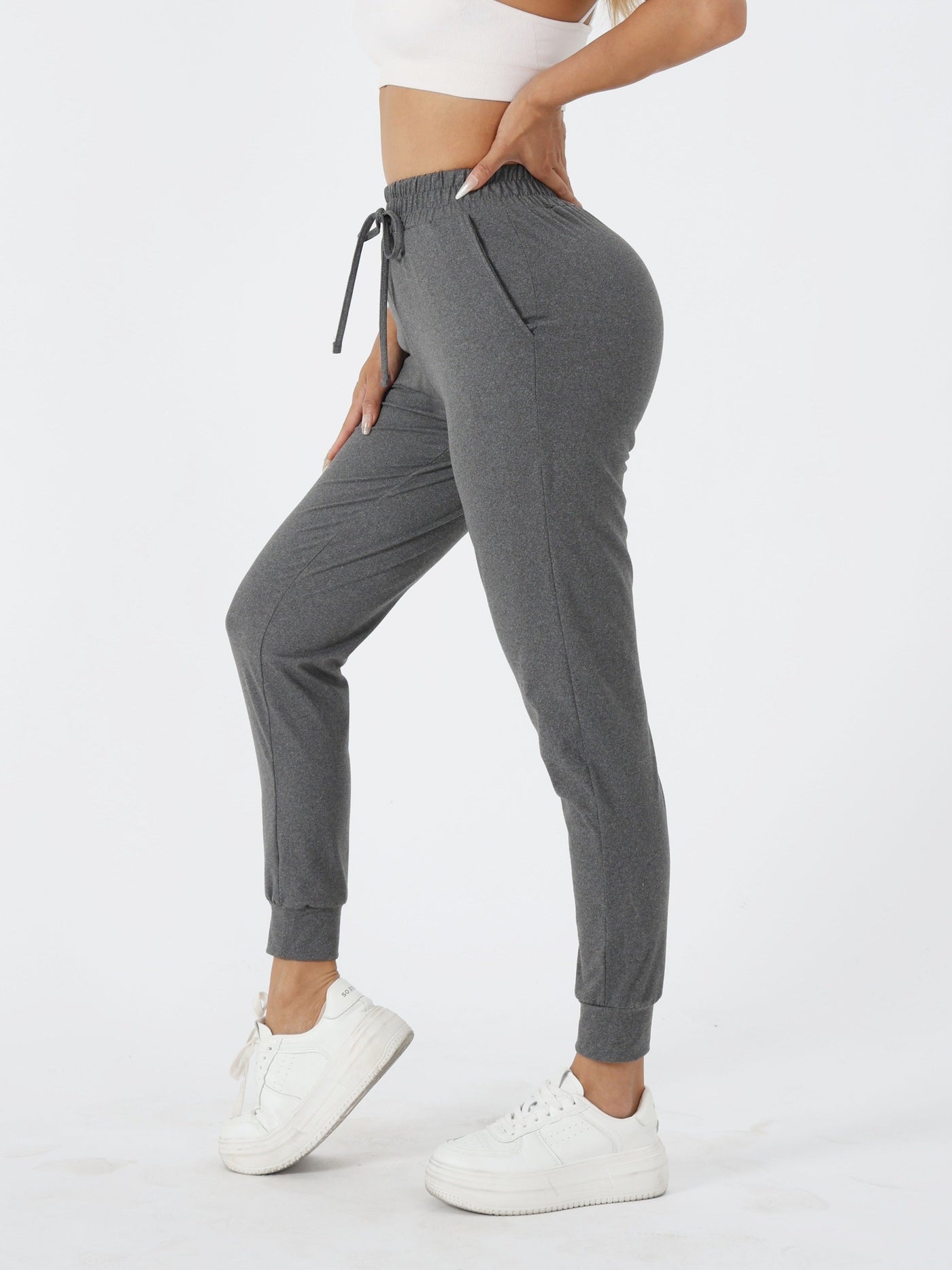 Eva | Effen kleur casual hardloopbroek met zak