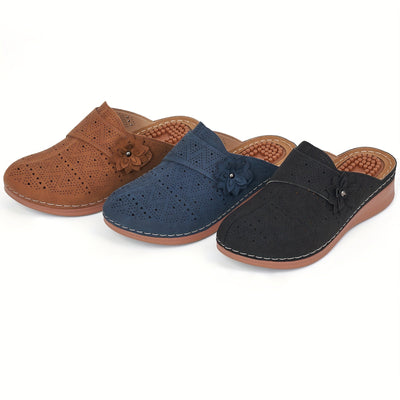 Lotte | Women's platform wedge heels with floral decoration