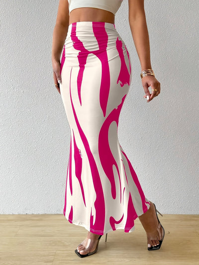 Nina | Elegante hoge taille bodycon rok met willekeurige print