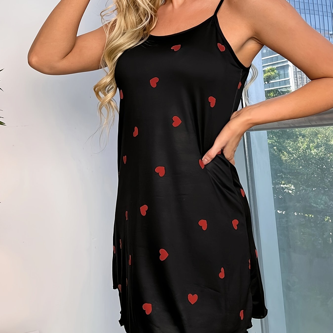 Nina | Nachtkledingjurk met hartprint en ruches