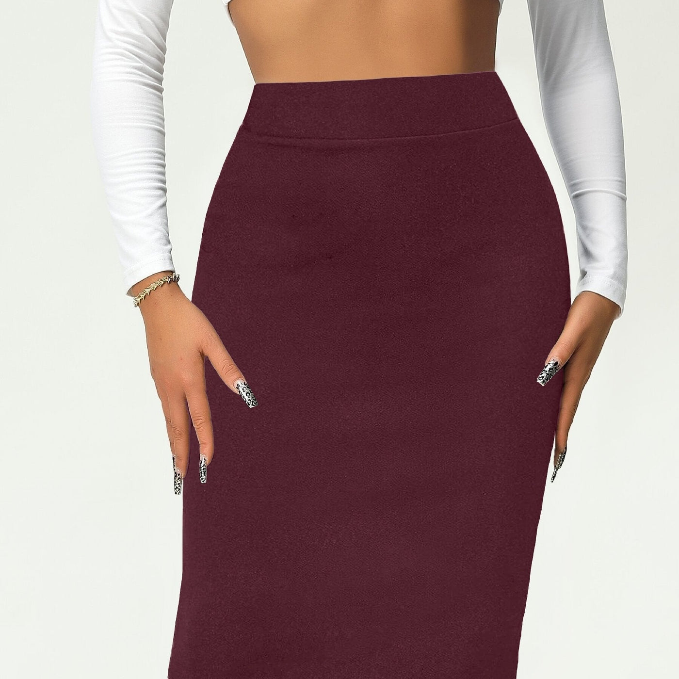 Emma | Plain high-waisted pencil skirt