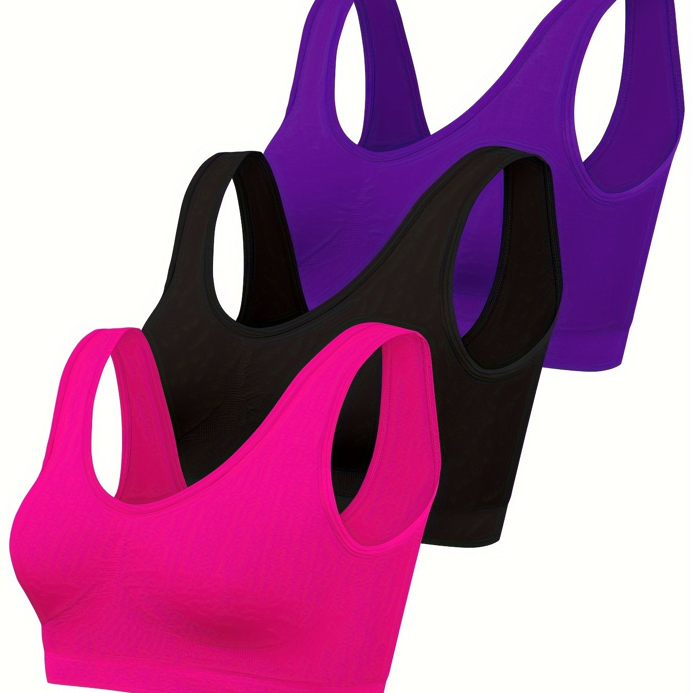 Sophie | Set van 3 effen tanktops & naadloze sport-bh