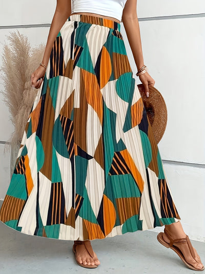 Elise | Pleated skirt with allover geo print