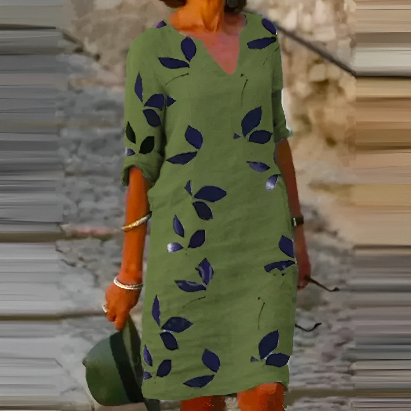 Dames Zomerse Jurk met Bladerenprint