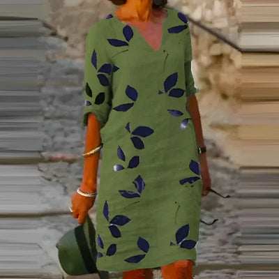Dames Zomerse Jurk met Bladerenprint