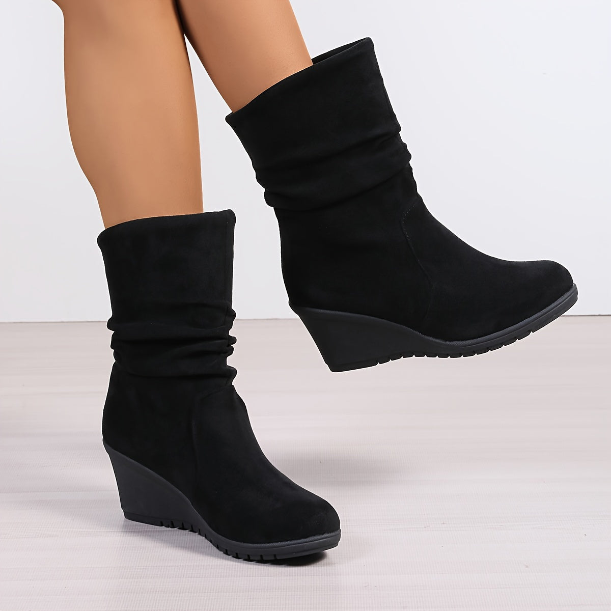 Amber | Comfortabele wedge laarzen in effen kleur