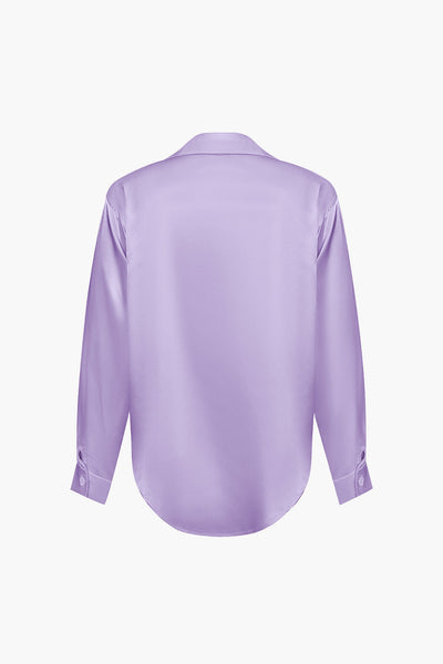 Lillian - Basic Plain Satin Women's Long Sleeve Shirt