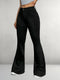 Nina | Elegante zwarte flare jeans met knoopdetail