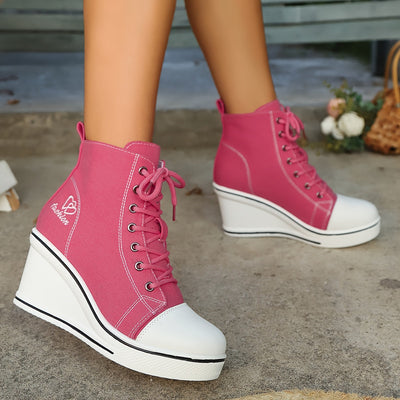 Lotte | Plain canvas ankle boots with a love pattern