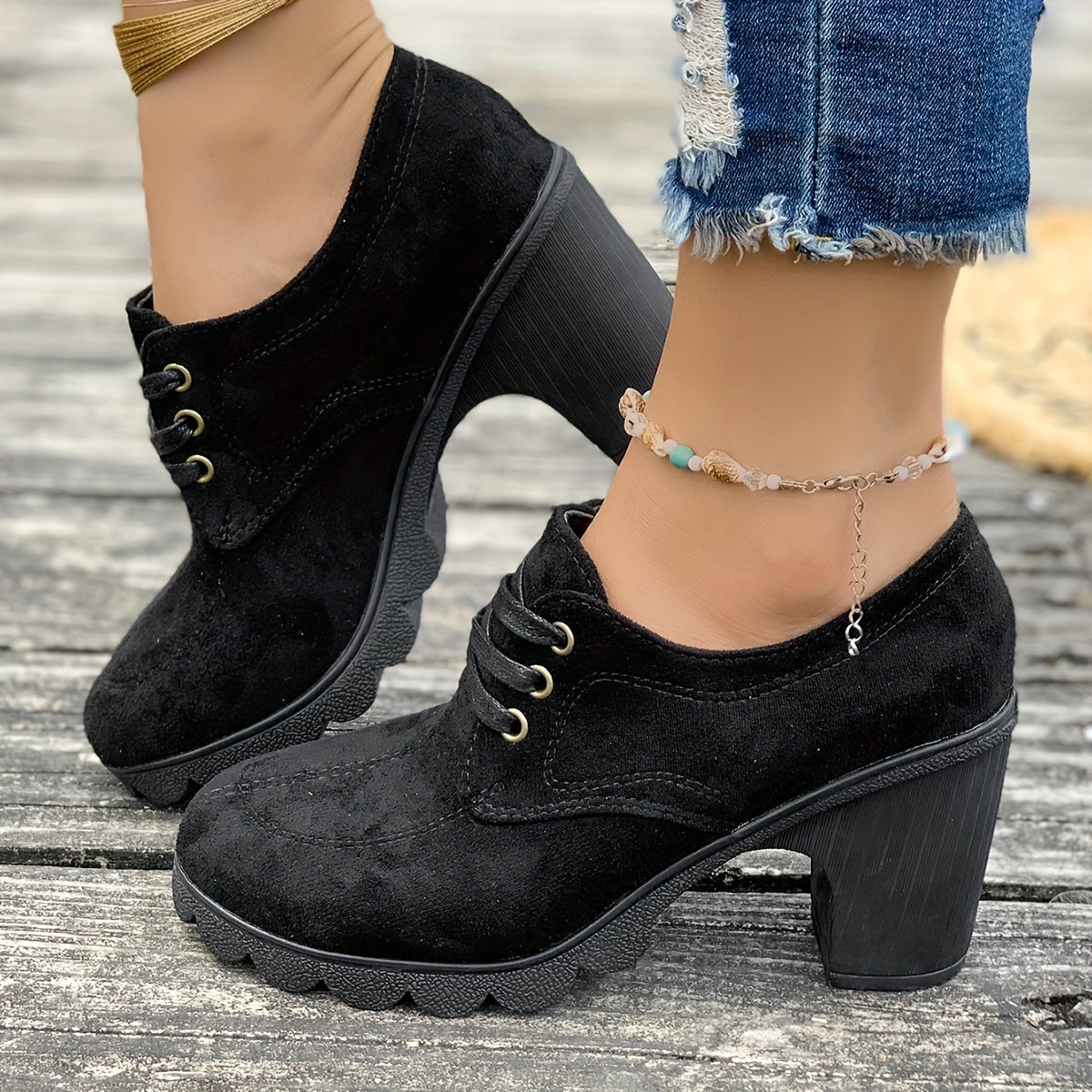 Robin | Retro chunky hak enkellaarsjes