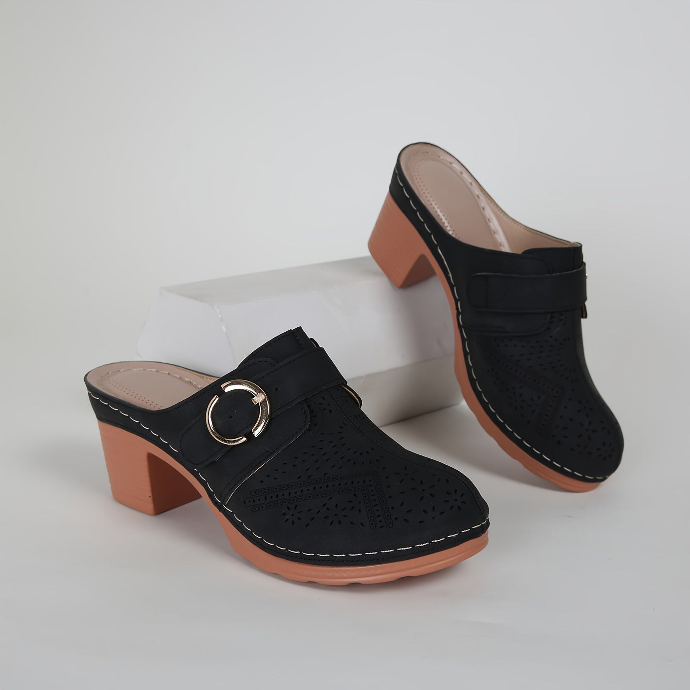 Nina | Comfortabele chunky hakken muil sandalen
