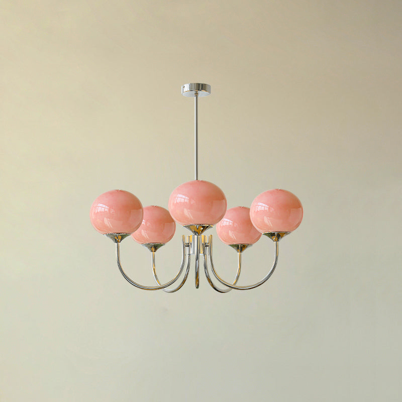 Piora - Pink Glass Bubble Chandelier