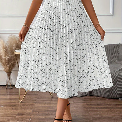 Elise | Pleated midi skirt with polka dots and high waist