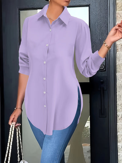 Elise | Elegant blouse with split button closure and long sleeves