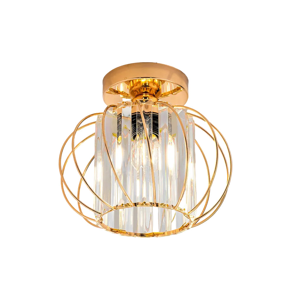 Lovora - Flush Mount Ceiling Light with Caged Glass and Metal Frame