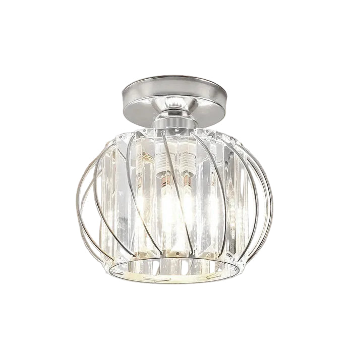 Lovora - Flush Mount Ceiling Light with Caged Glass and Metal Frame