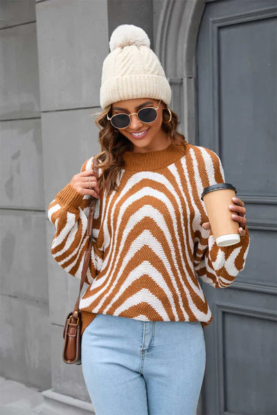 Freja – Striped Knitted Sweater for Women