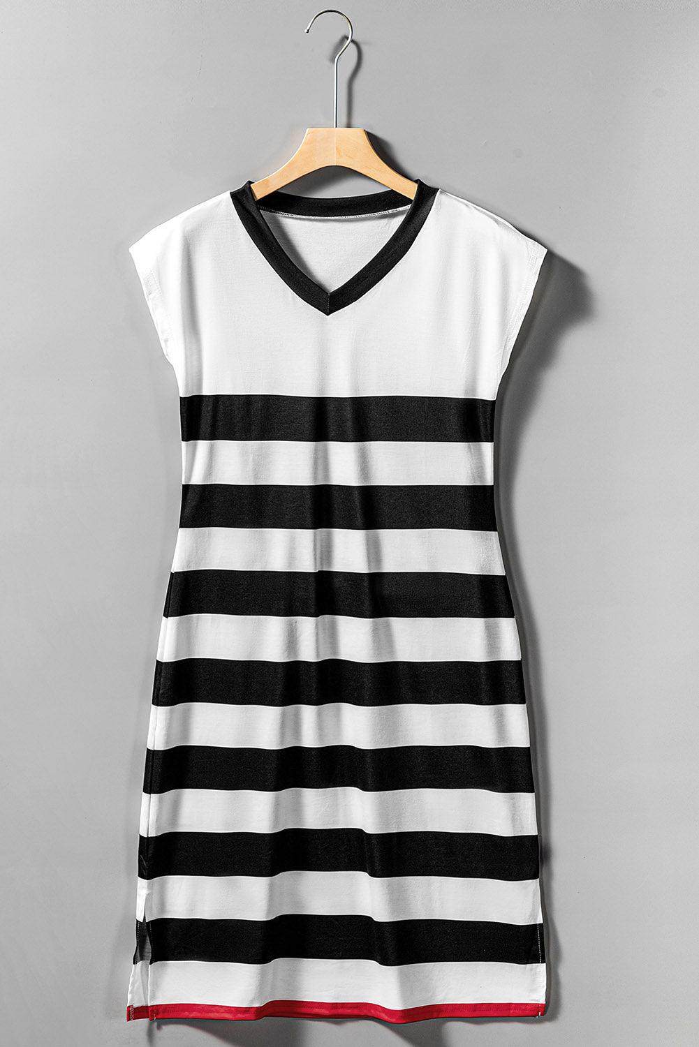 Paris - gestreepte v-hals midi jurk