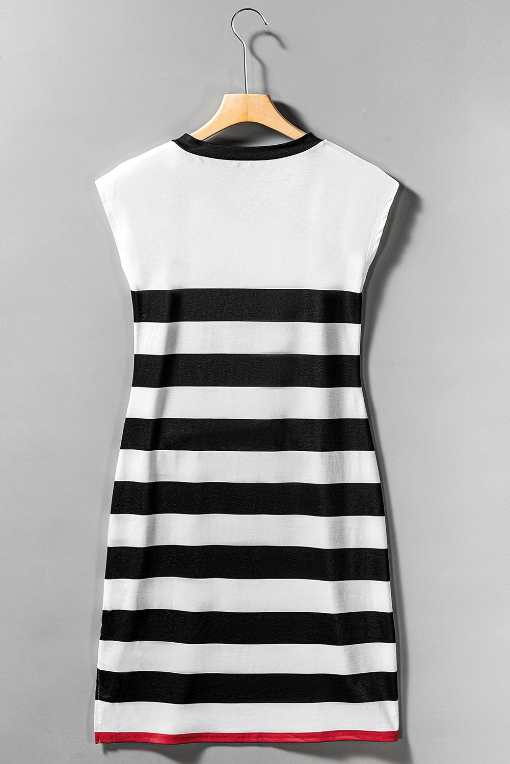 Paris - gestreepte v-hals midi jurk
