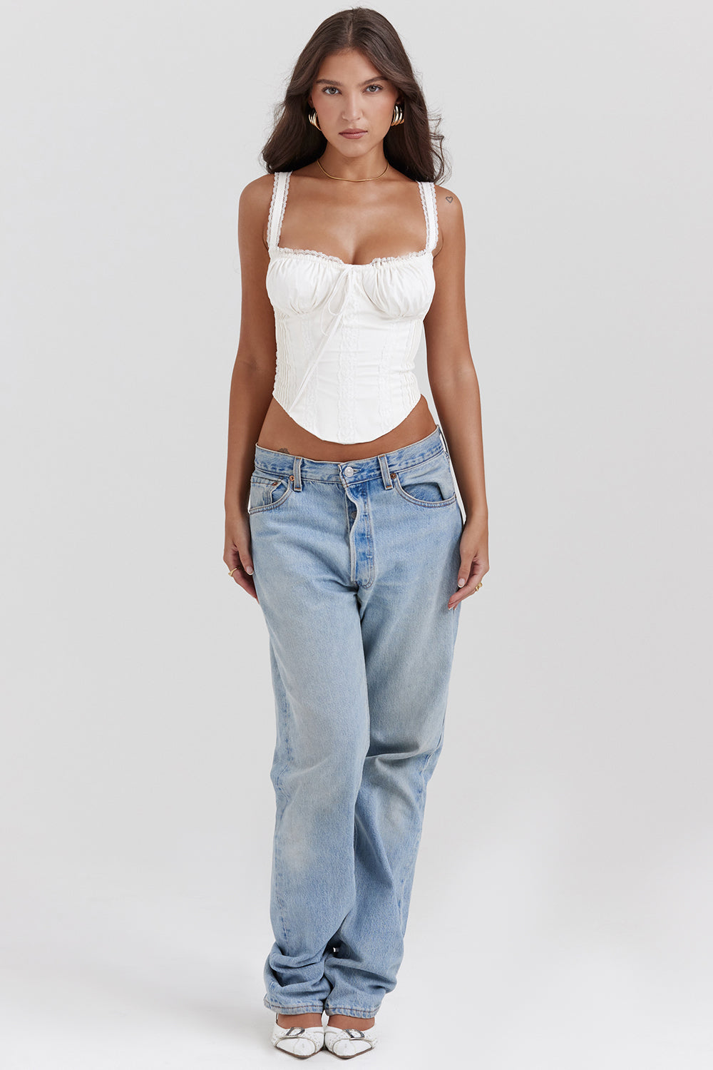 Helisara - White Lace Corset with Romantic Details