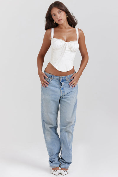 Helisara - White Lace Corset with Romantic Details