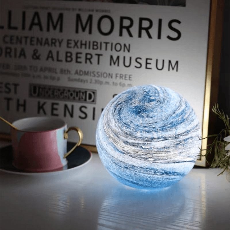 Lornad - Glass Look Sphere LED Table Lamp Swirl Pattern