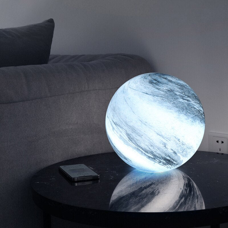 Lornad - Glass Look Sphere LED Table Lamp Swirl Pattern