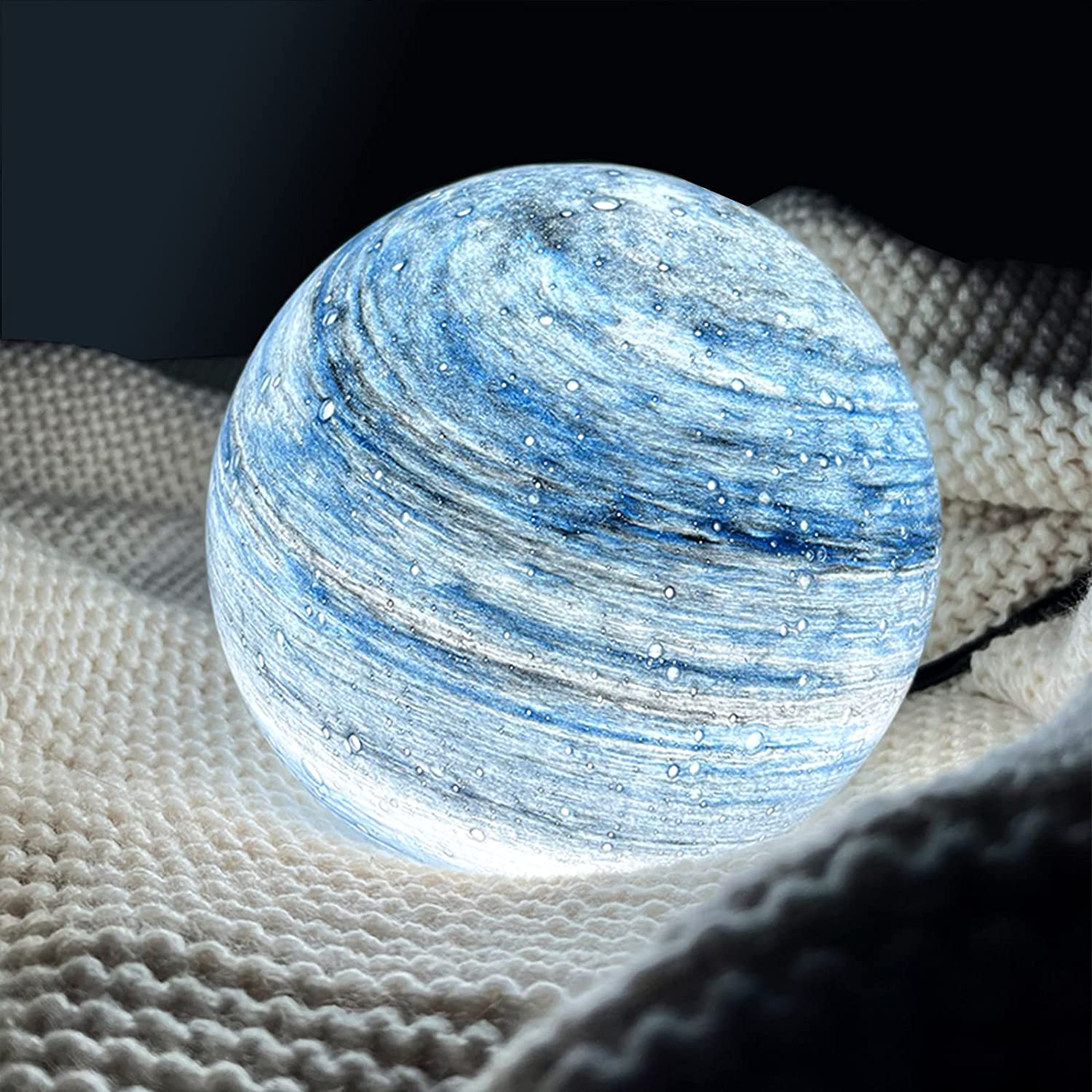 Lornad - Glass Look Sphere LED Table Lamp Swirl Pattern
