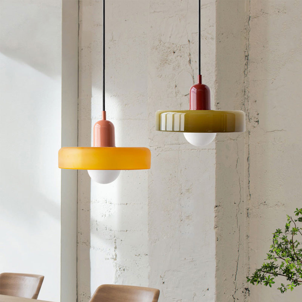 Brieno - Glass Pendant Light with Vertical Stem