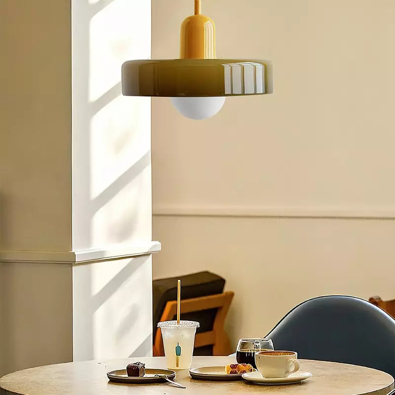 Brieno - Glass Pendant Light with Vertical Stem