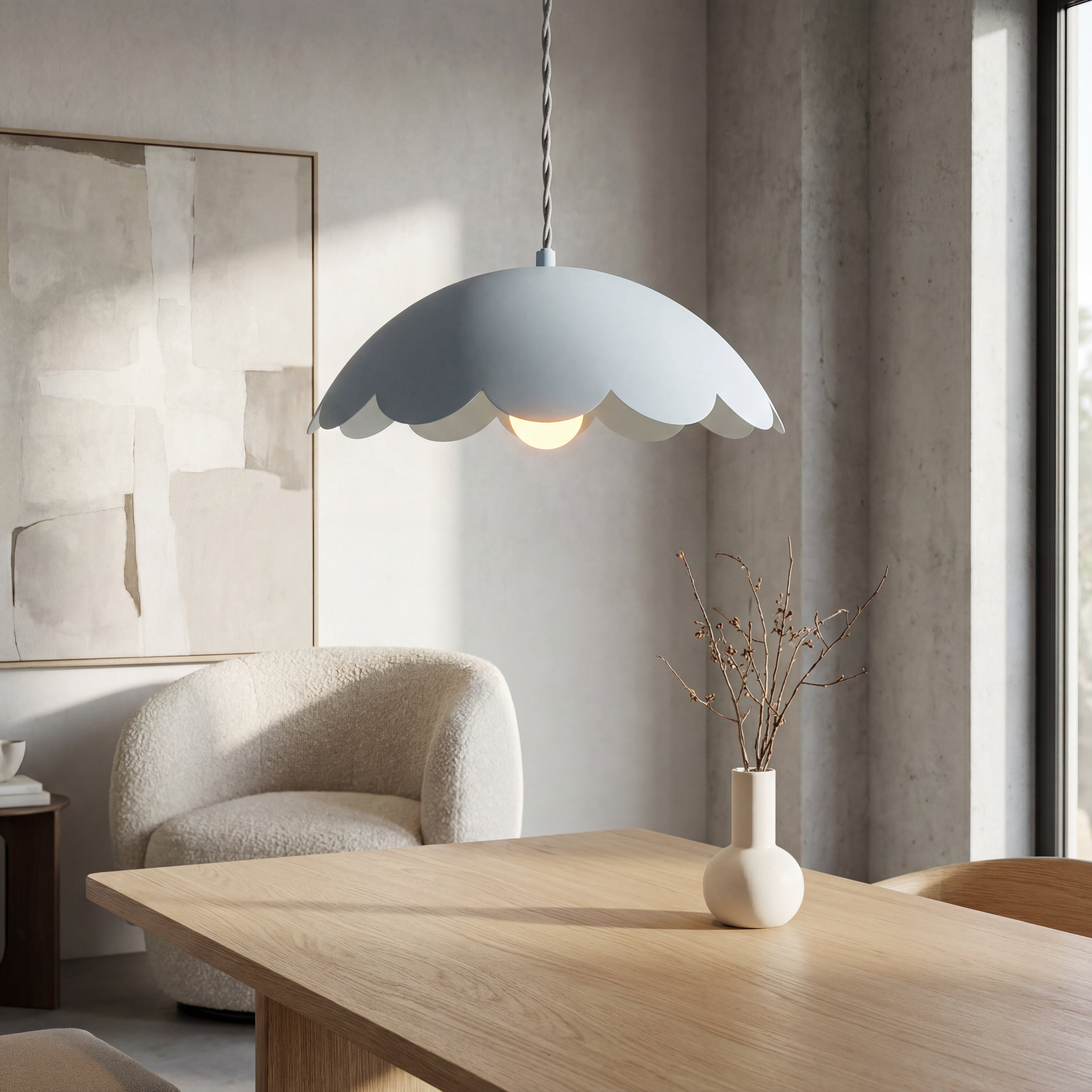Celestian - Powder Blue Floral Ceiling Pendant Vintage Pastel Light