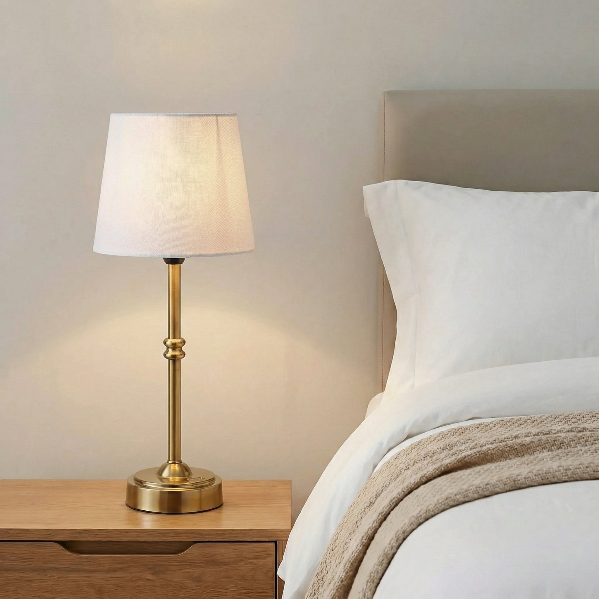 Drena - Brass Table Lamp with Fabric Shade