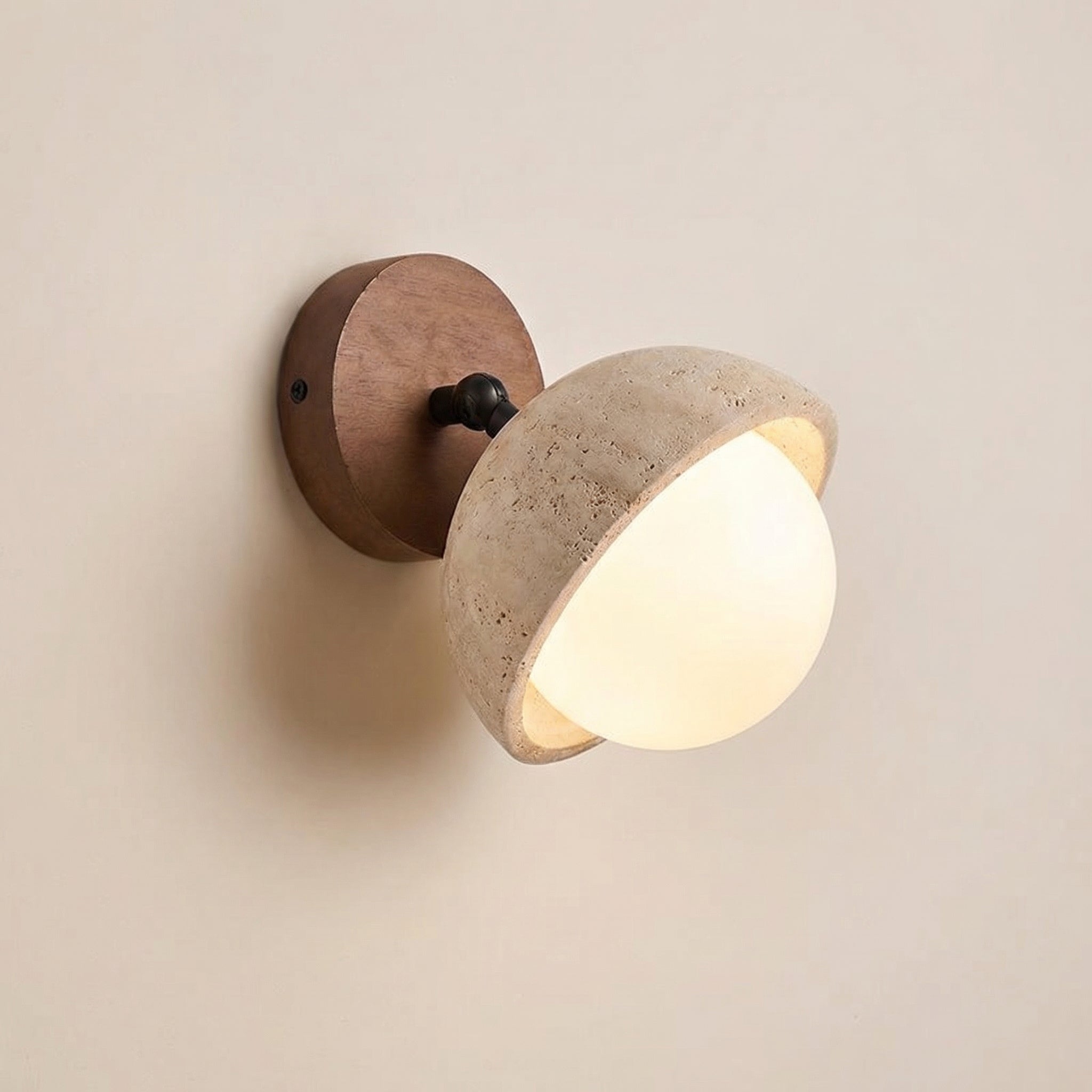 Evara - Adjustable Travertine Wall Light with Glass Diffuser