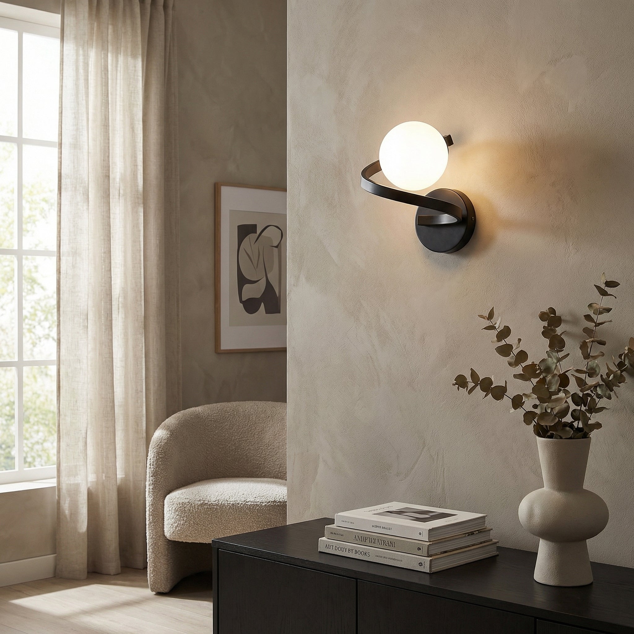 Spiravon – Black Spiral Glass Wall Lamp